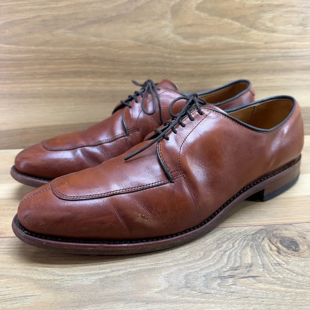 Allen Edmonds Delray Brown Leather Split Toe Dress Oxfords 9 D Reddish‎ Brown